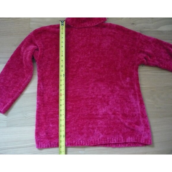 Bright Pink Turtleneck Sweater L Cozy Maximalist Statement Barbie Feminine Soft - Picture 9 of 11
